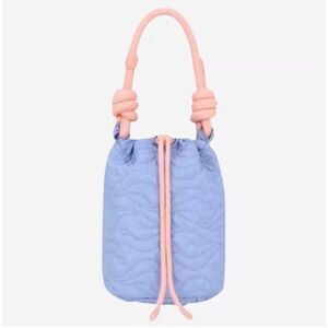 NEW Dolce & Gabbana Blue Purple Mini Quilted Bucket Bag Purse Peach Drawstring